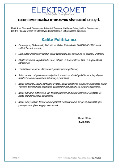 QUALITY CERTIFICATES